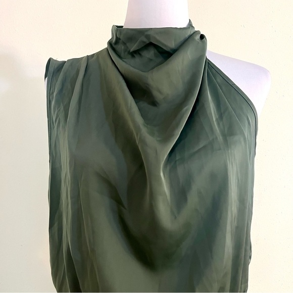 NWT KIRUNDO Women Satin Mock Neck Party Cocktail Midi Dress Wrap Ruffle size L - Picture 3 of 12